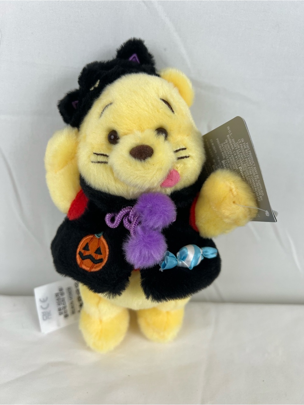 Disney 2026 Halloween Winnie the Pooh 7” Black Cat Plush Keychain Bag Charm